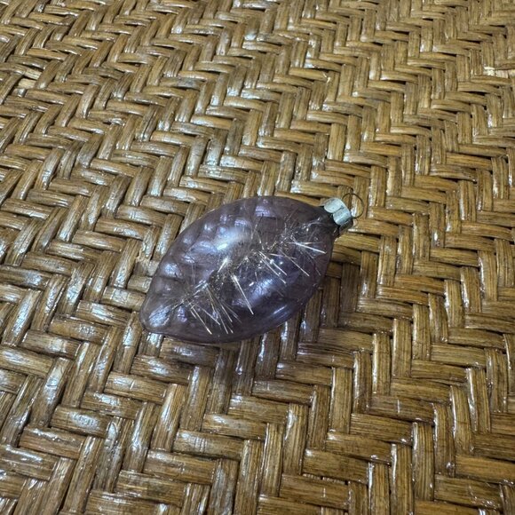 Vintage WWII Era Unsilvered Purple With Tinsel Inside Christmas Ornament - Picture 2 of 6